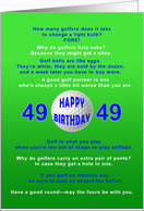 49th Birthday, Golf Jokes card