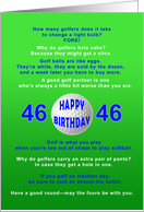 46th Birthday, Golf Jokes card