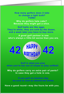 42nd Birthday, Golf Jokes card