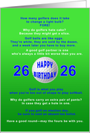 26th Birthday, Golf Jokes card