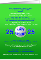 25th Birthday, Golf Jokes card