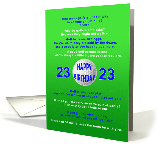 23rd Birthday, Golf Jokes card (1604672)