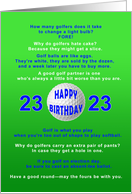 23rd Birthday, Golf Jokes card