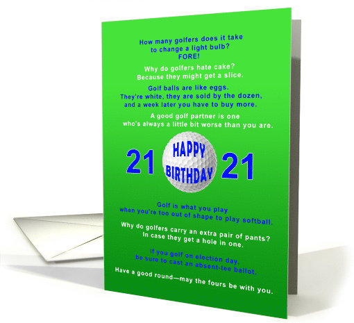 21st Birthday, Golf Jokes card (1604676)