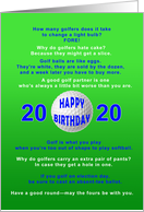 20th Birthday, Golf Jokes card