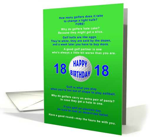 18th Birthday, Golf Jokes card (1604684)