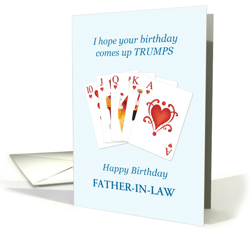 Add a Relative, Father-in-Law,Birthday, Hearts Trumps Whist card