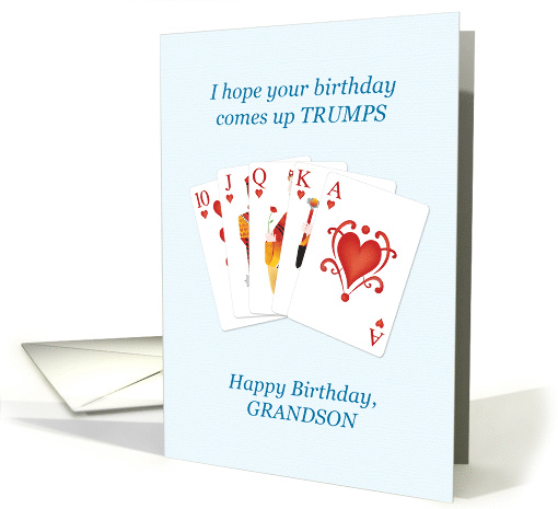 Grandson, Birthday, Hearts Trumps Whist card (1614882)