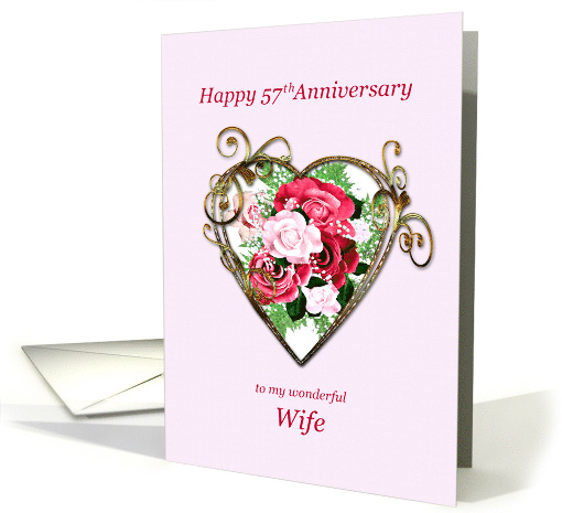 Wife 57th Anniversary Antique Painted Roses card (1618774)