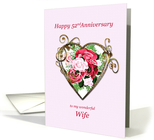 Wife 52nd Anniversary Antique Painted Roses card (1618790)
