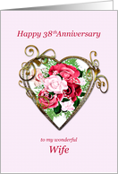 Wife 38th Anniversary Antique Painted Roses card