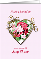 Step Sister Birthday Antique Painted Roses card