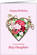 Step Daughter Birthday Antique Painted Roses card