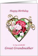 Great Grandmother Birthday Antique Painted Roses card
