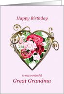 Great Grandma Birthday Antique Painted Roses card