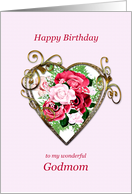 Godmom Birthday Antique Painted Roses card