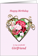 Girlfriend Birthday Antique Painted Roses card