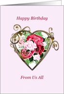 From Us All Birthday Antique Painted Roses card