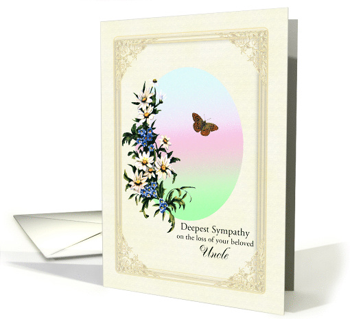 Sympathy Loss of Uncle, Flowers and Butterfly card (1622220)