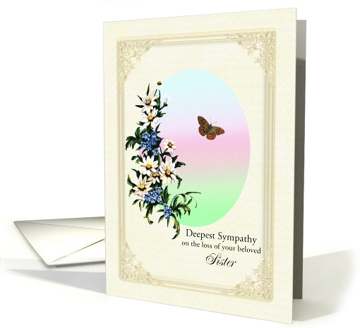 Sympathy Loss of Sister, Flowers and Butterfly card (1622240)