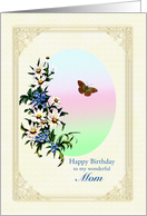 Mom Birthday Flowers and Butterfly card