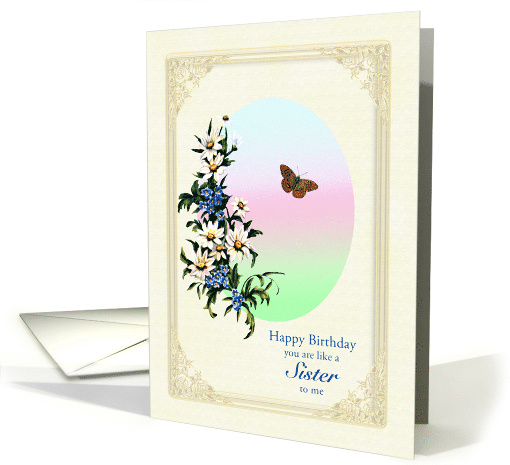 Like a Sister Birthday Flowers and Butterfly card (1622926)