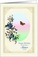 Like a Sister Birthday Flowers and Butterfly card