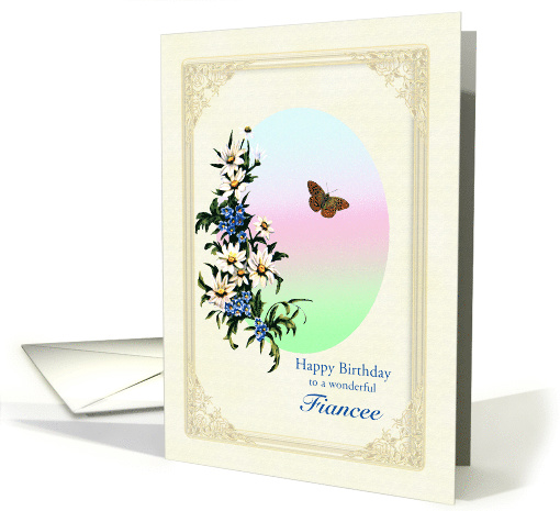 Fiance Birthday Flowers and Butterfly card (1622998)