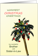 Brother and Sister-in-Law Warmest Christmas Greetings Palm Tree card