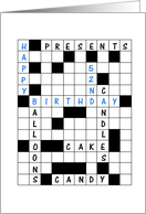 52nd Birthday Crossword Puzzle card