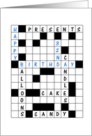 32nd Birthday Crossword Puzzle card