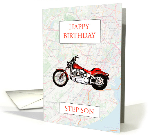 Step Son Birthday with Map and Motorbike card (1632930)