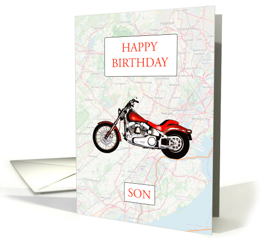 Son Birthday with Map and Motorbike card (1632936)