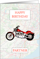 Partner Birthday with Map and Motorbike card