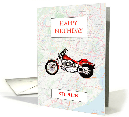 Add a Name Birthday with Map and Motorbike card (1632990)