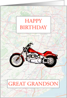 Great Grandson Birthday with Map and Motorbike card