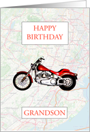 Grandson Birthday with Map and Motorbike card