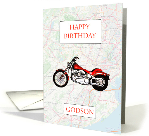 Godson Birthday with Map and Motorbike card (1633036)