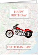 Father-in-Law Birthday with Map and Motorbike card