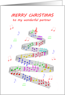 Partner Sheet Music with a Stave Christmas card
