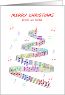 From Us Both Sheet Music with a Stave Christmas card