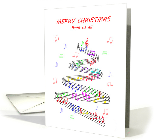 From Us All Sheet Music with a Stave Christmas card (1646164)