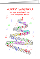 Son and Daughter in Law Sheet Music with a Stave Christmas card