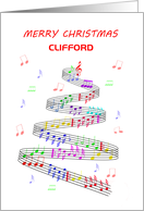 Add a Name Sheet Music with a Stave Christmas card