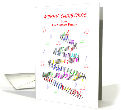 Add Family Name Sheet Music with a Stave Christmas card (1646584)