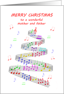 Mother and Father Sheet Music with a Stave Christmas card