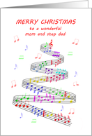 Mom and Step Dad Sheet Music with a Stave Christmas card