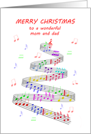 Mom and Dad Sheet Music with a Stave Christmas card