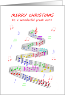 Great Aunt Sheet Music with a Stave Christmas card