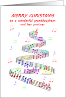 Granddaughter and her Partner Sheet Music with a Stave Christmas card